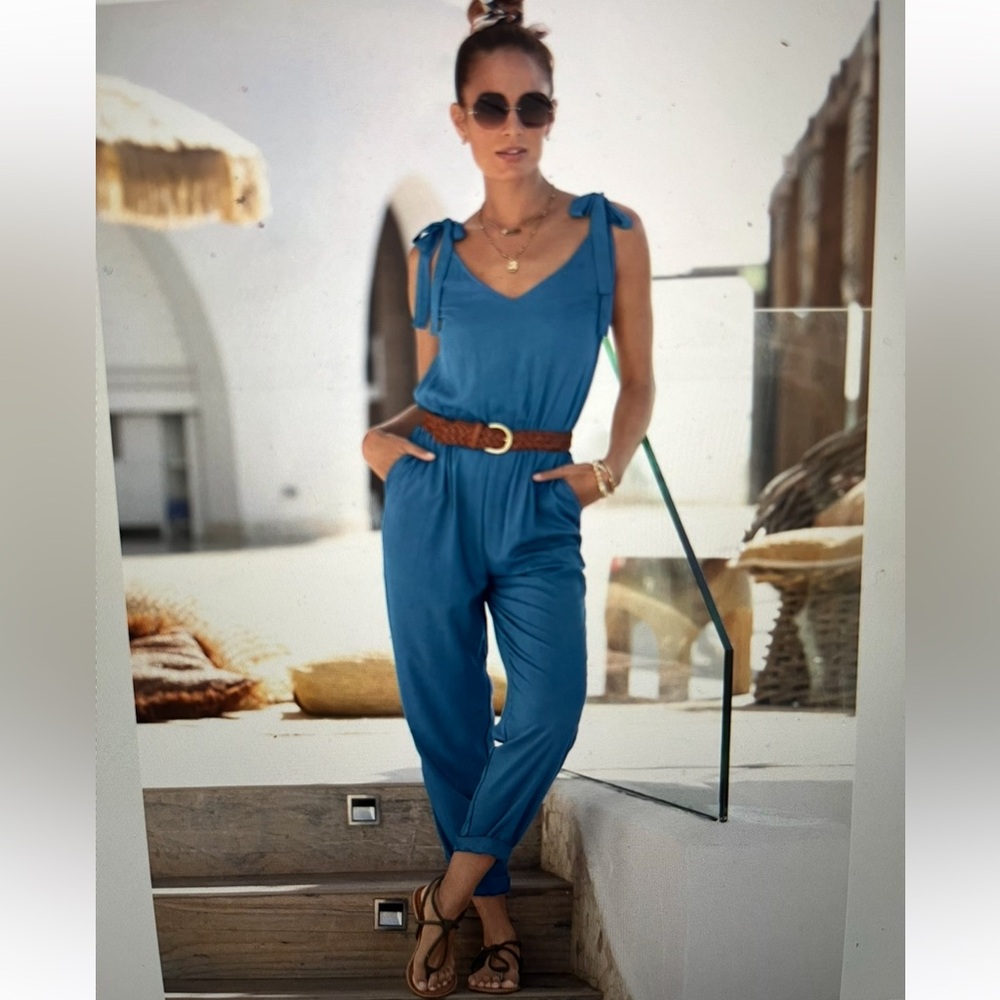 NWT new blue jumpsuit Lascana for Venus romper sustainable fabric small